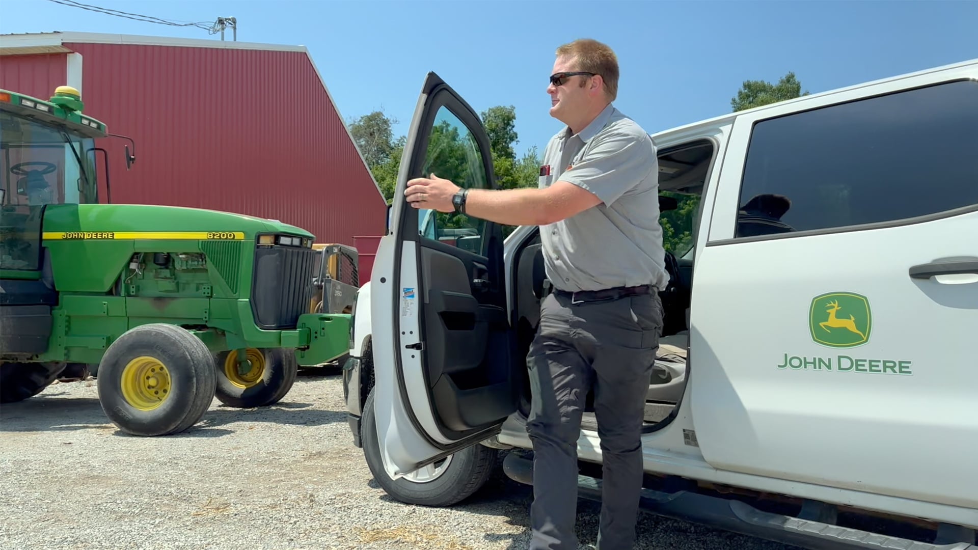 Ben Brown, a Koenig Equipment service technician, working on John Deere equipment